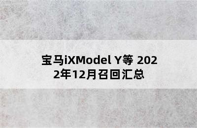 宝马iXModel Y等 2022年12月召回汇总